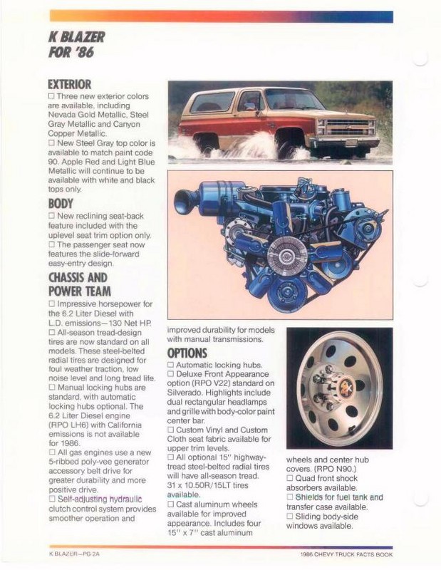 1986 Chevrolet Truck Facts Brochure Page 31